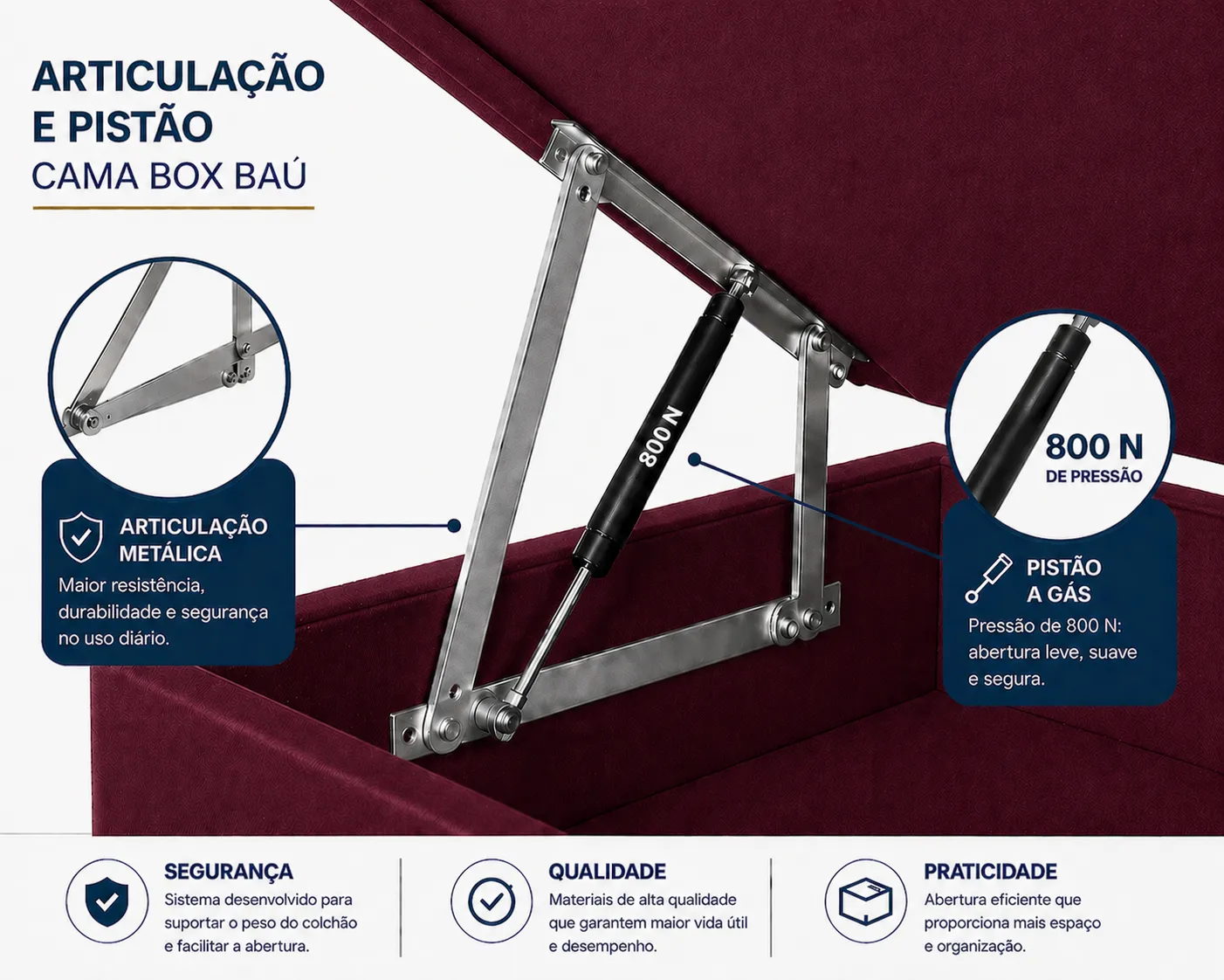 Kit Cama Box Baú + Colchão D33 Casal 1,38m - Vinho foto 4