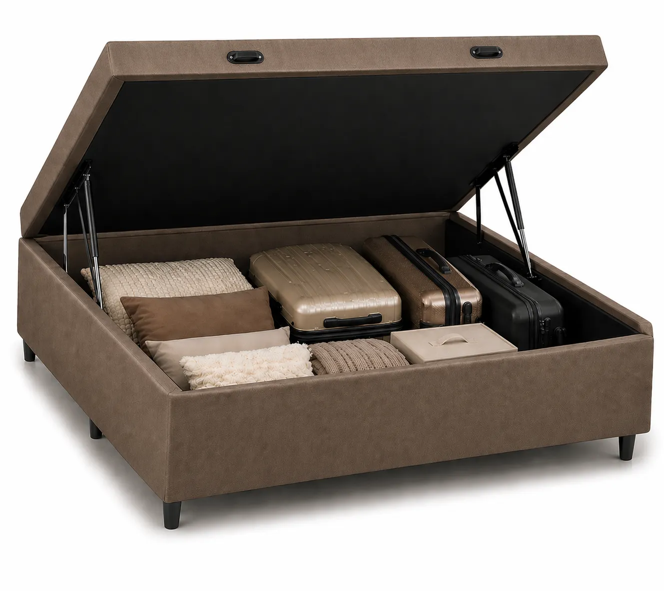 Kit Cama Box + Colchão D45 Casal 1,38m - Marrom