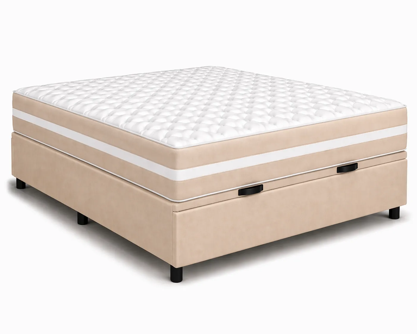 Kit Cama Box + Colchão Mola Bonnel Casal 1,38m - Bege foto 2
