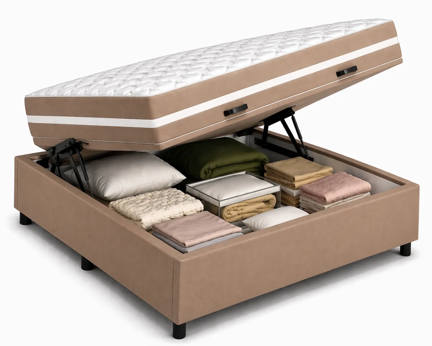Kit Cama Box + Colchão Mola Bonnel Casal 1,38m - Marrom
