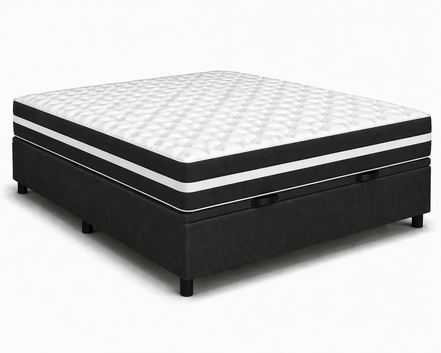 Kit Cama Box Baú + Colchão Mola Bonnel Casal 1,38m - Preto foto 2