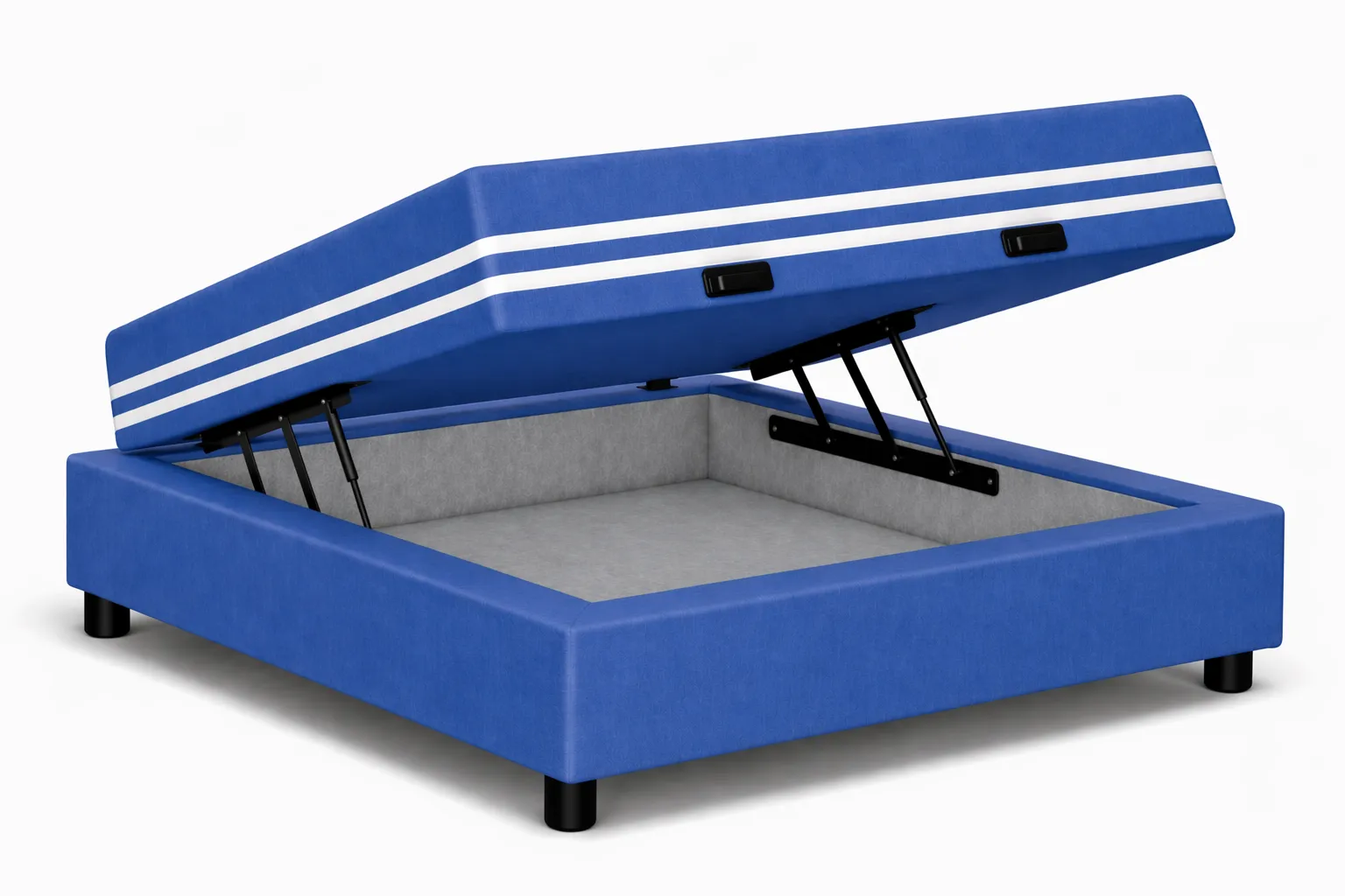 Kit Cama Box + Colchão Mola Ensacada Casal 1,38m - Azul