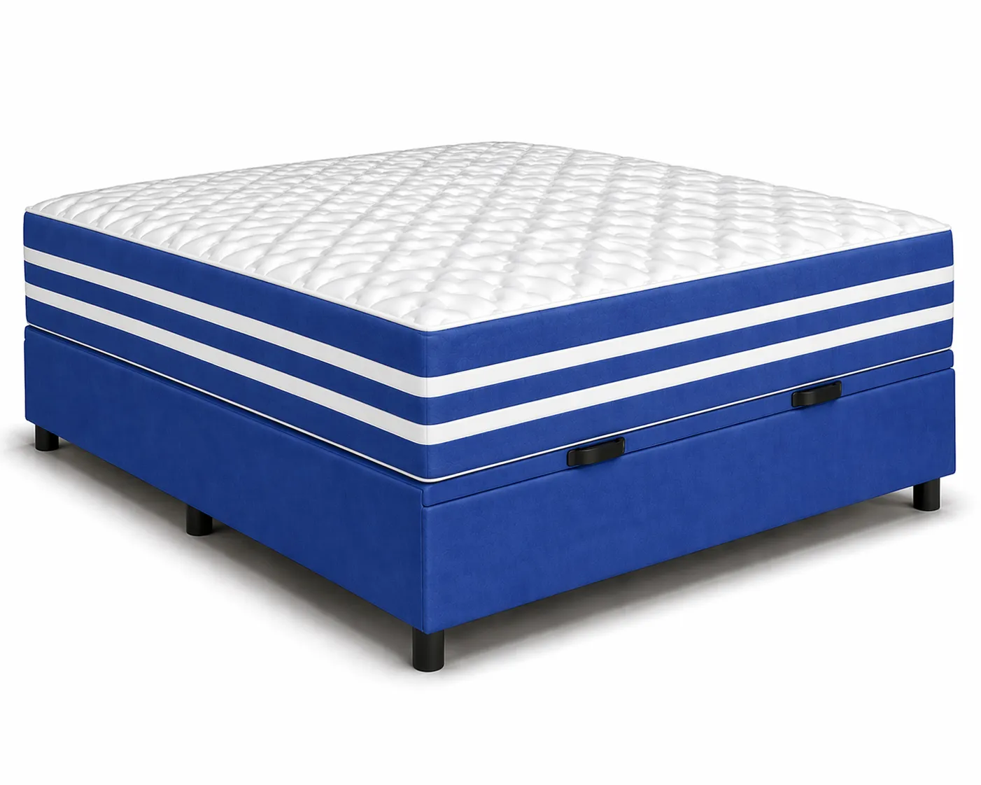 Kit Cama Box + Colchão Mola Ensacada Casal 1,38m - Azul foto 2