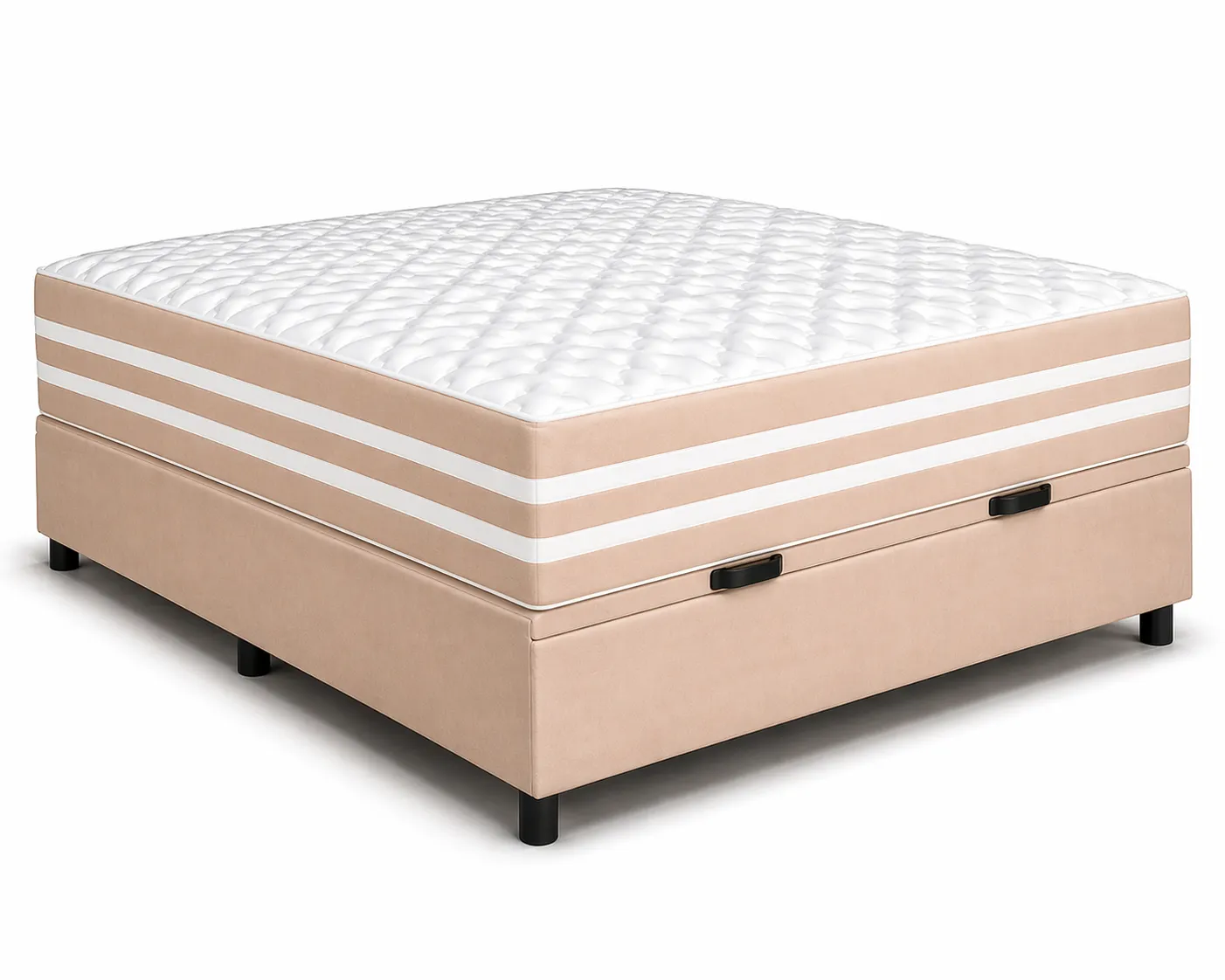 Kit Cama Box + Colchão Mola Ensacada Casal 1,38m - Bege foto 2