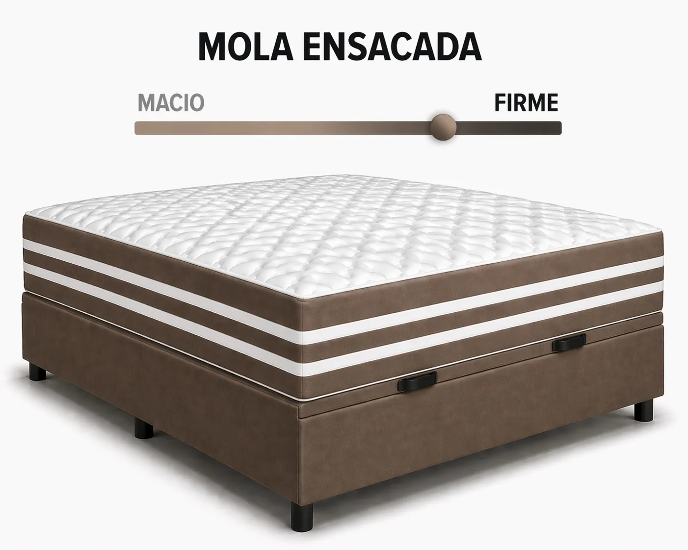 Kit Cama Box + Colchão Mola Ensacada Casal 1,38m - Marrom foto 2