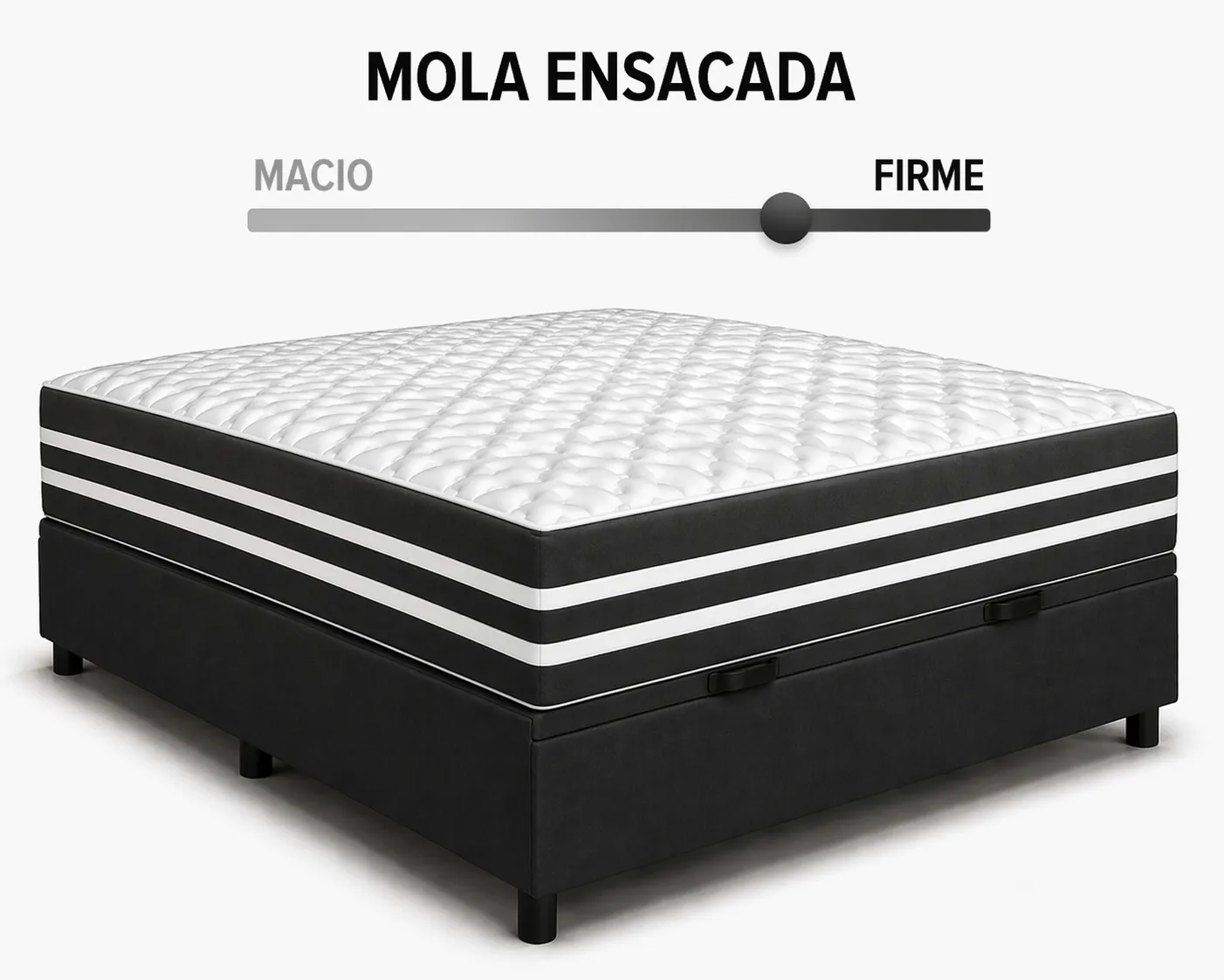 Kit Cama Box + Colchão Mola Ensacada Casal 1,38m - Preto foto 2