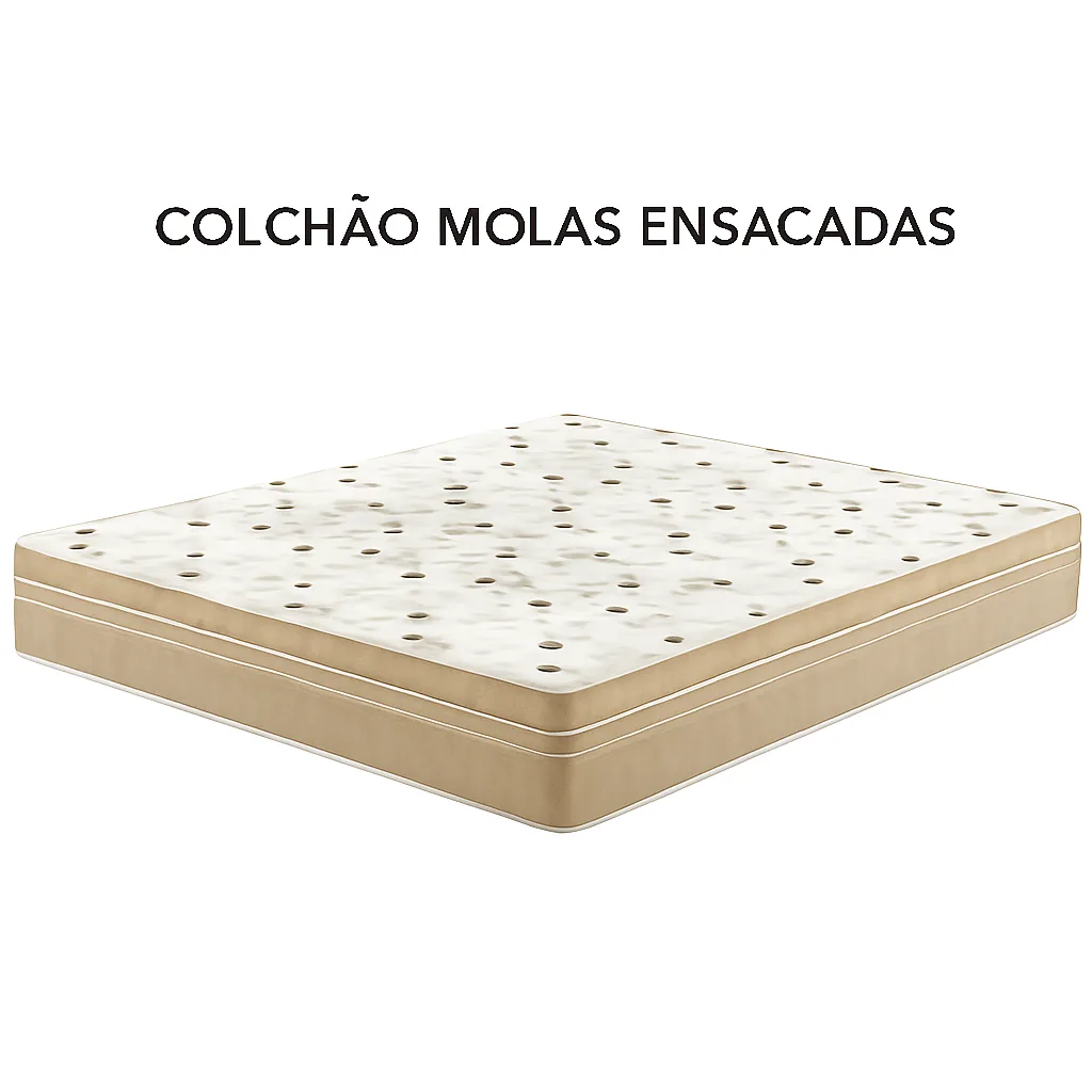 Colchão Mola Ensacada Casal 1,38 24cm - Bege