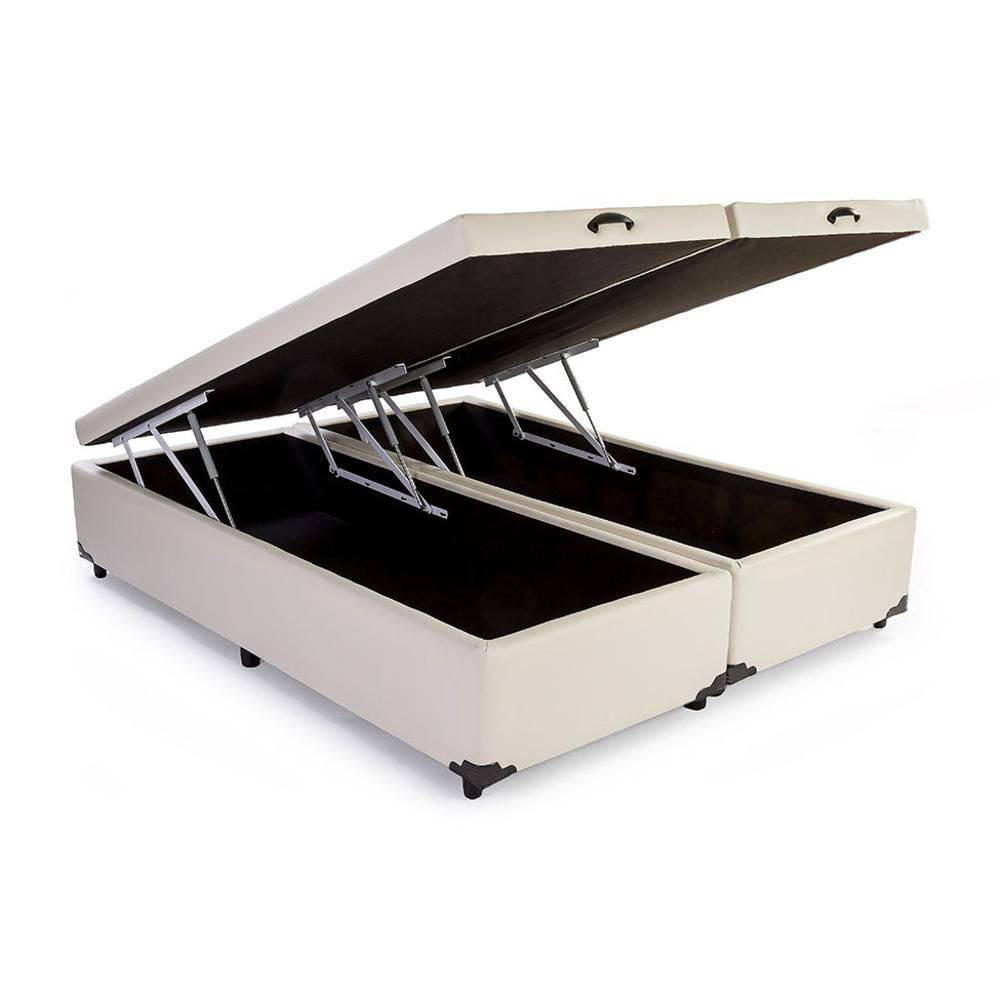 Kit Cama Box Baú + Colchão D45 King 1,98m - Branco