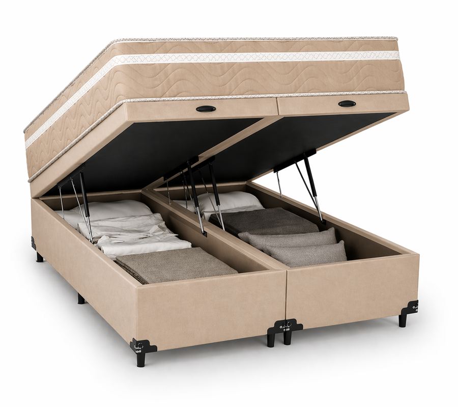 Kit Cama Box + Colchão Mola Bonnel Queen 1,58m - Vinho foto 2