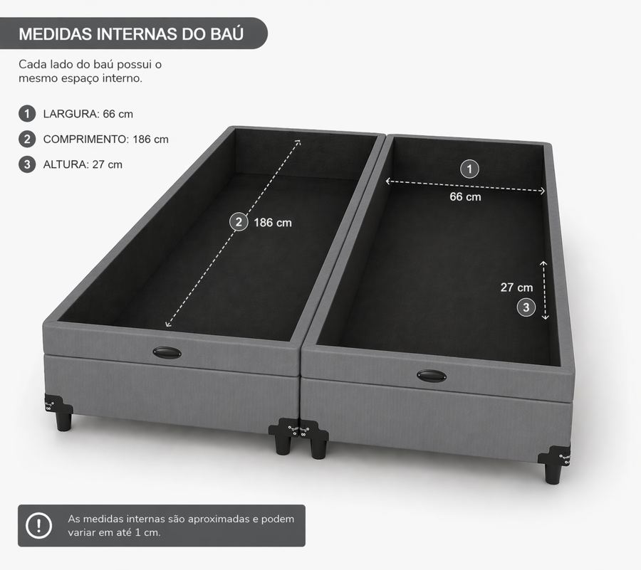 Kit Cama Box Baú + Colchão Mola Bonnel King 1,98m - Cinza foto 3