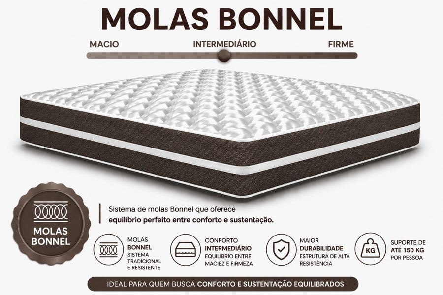 Kit Cama Box + Colchão Mola Bonnel Queen 1,58m - Marrom foto 4