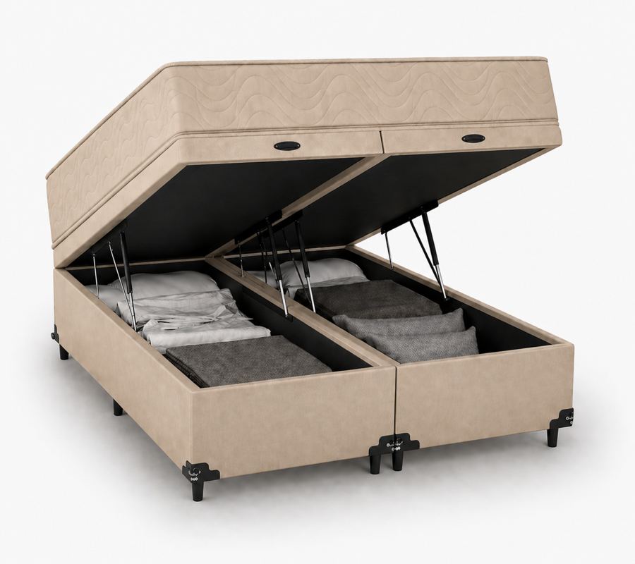 Kit Cama Box + Colchão D33 King 1,98m - Bege