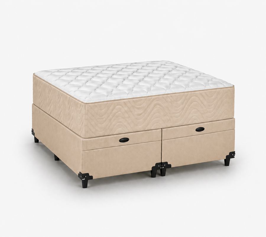 Kit Cama Box + Colchão D33 King 1,98m - Bege foto 2