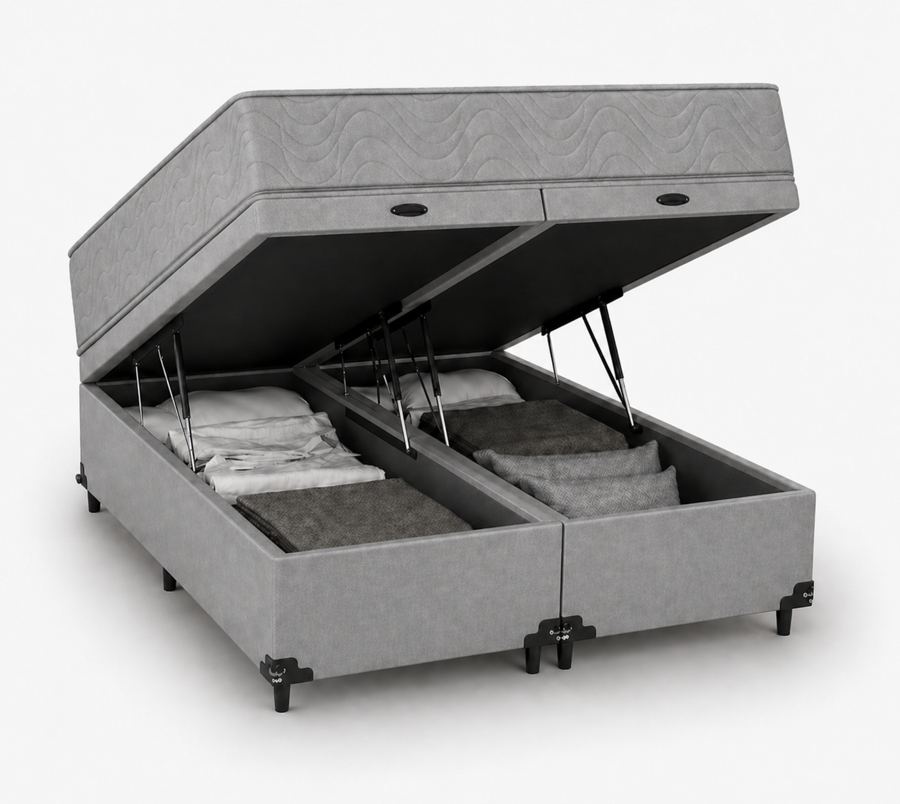Kit Cama Box Baú + Colchão D33 Queen 1,58m - Cinza