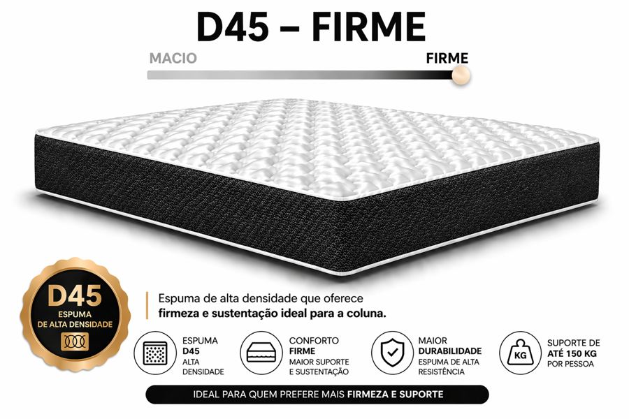 Kit Cama Box + Colchão D45 King 1,98m - Preto foto 3