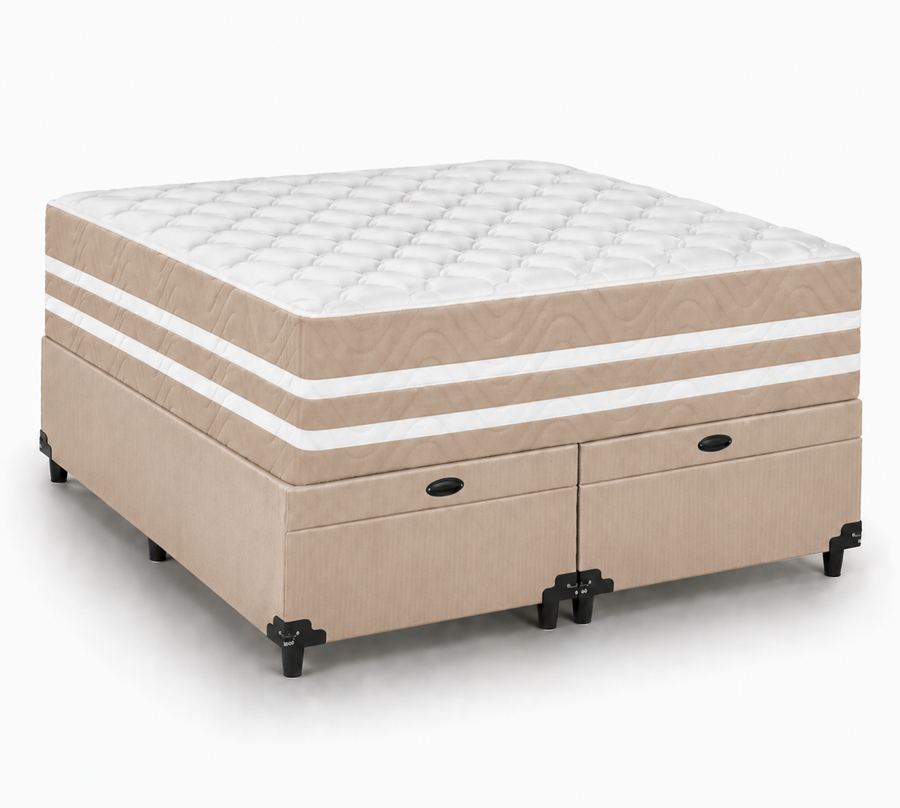 Kit Cama Box + Colchão Mola Ensacada Queen 1,58m - Vinho foto 3