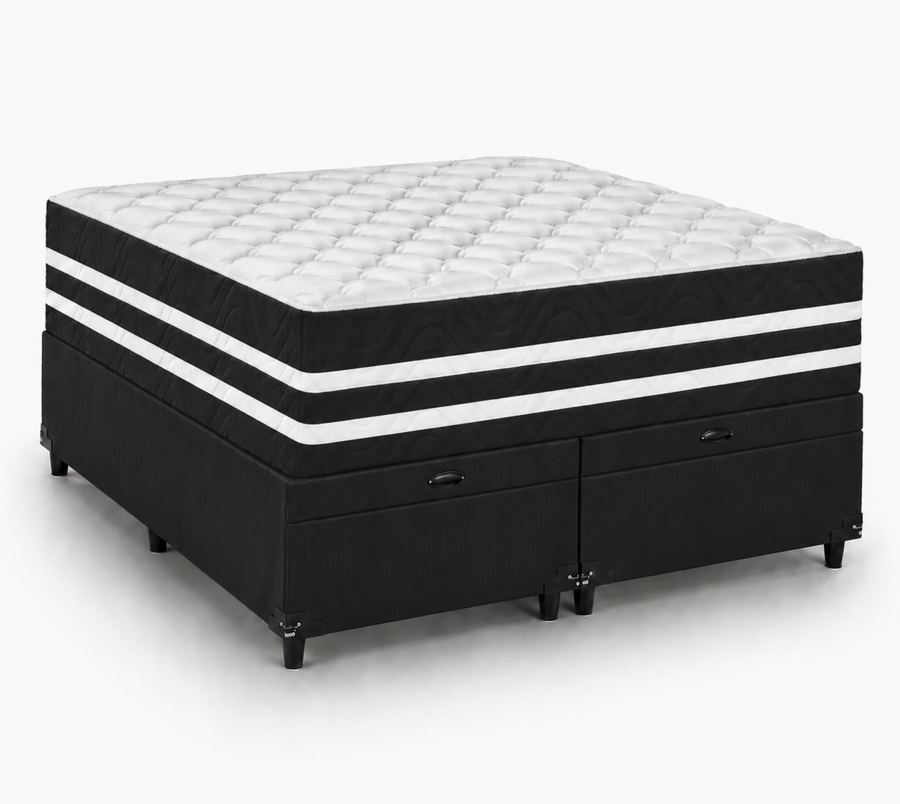 Kit Cama Box + Colchão Mola Ensacada King 1,98m - Preto foto 2