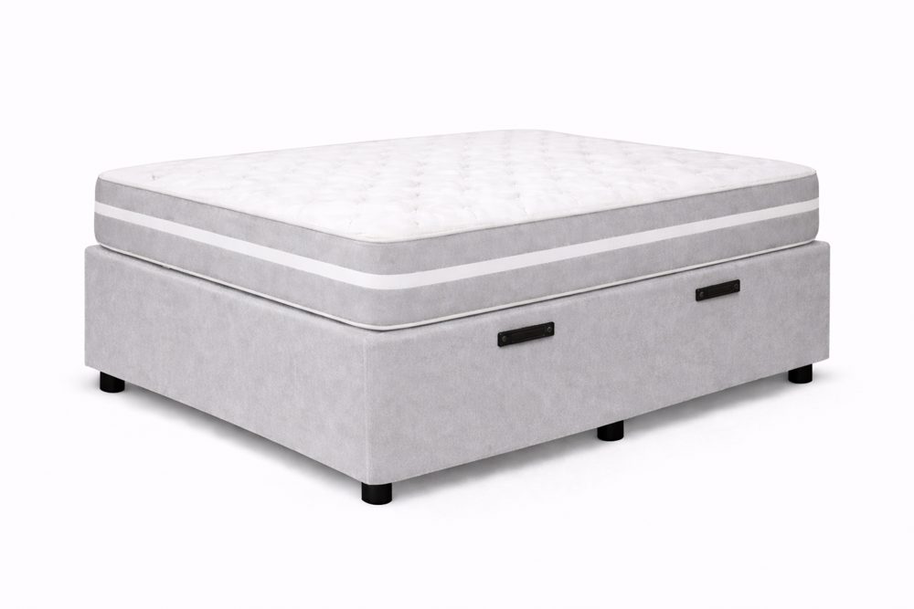 Kit Cama Box Baú + Colchão Mola Bonnel Solteiro 0,88m - Cinza