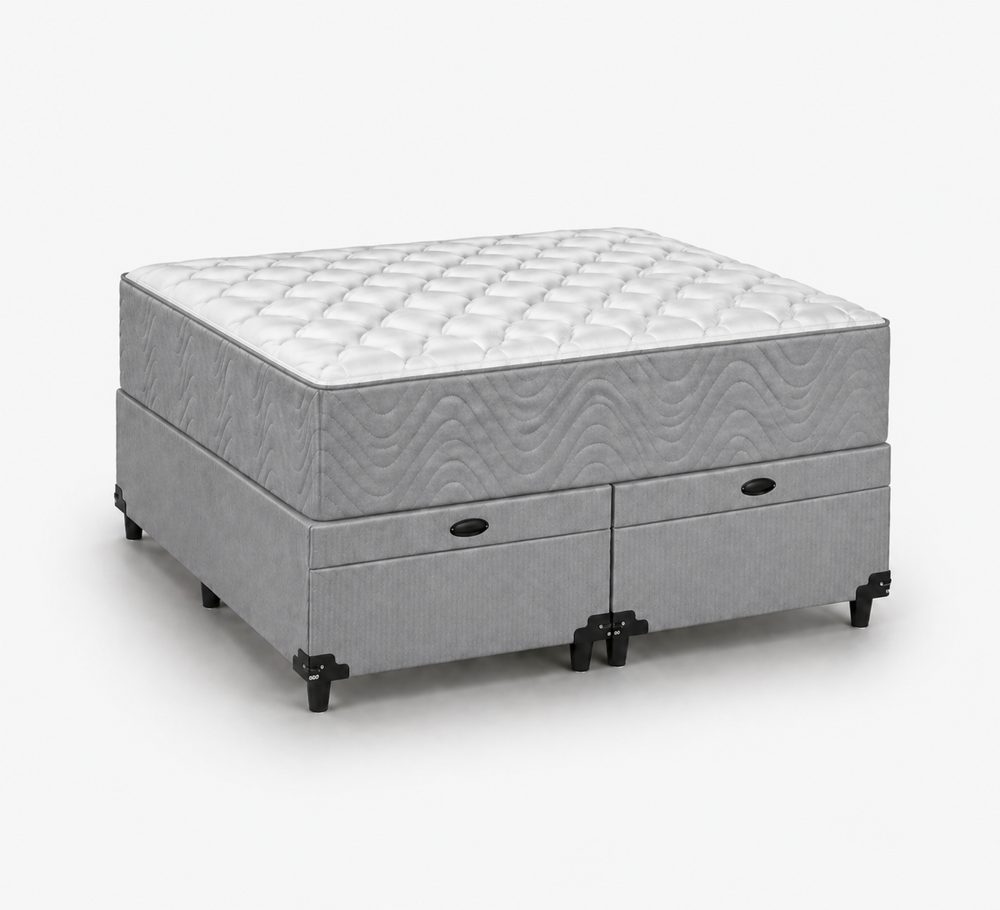 Kit Cama Box Baú + Colchão D33 Solteirão 0,96m - Cinza