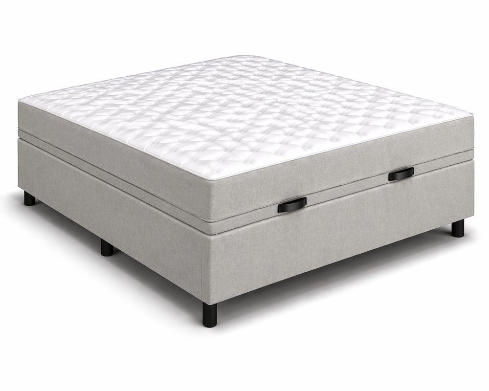 Kit Cama Box Baú + Colchão D33 Viúva 1,28m - Cinza