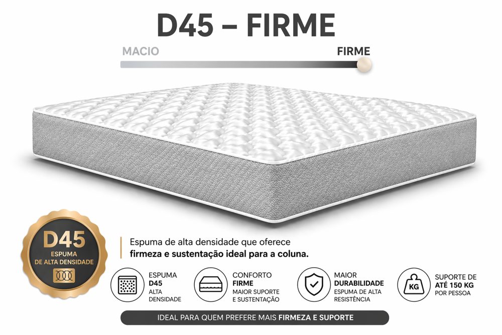 Kit Cama Box Baú + Colchão D45 Solteirão 0,96m - Cinza