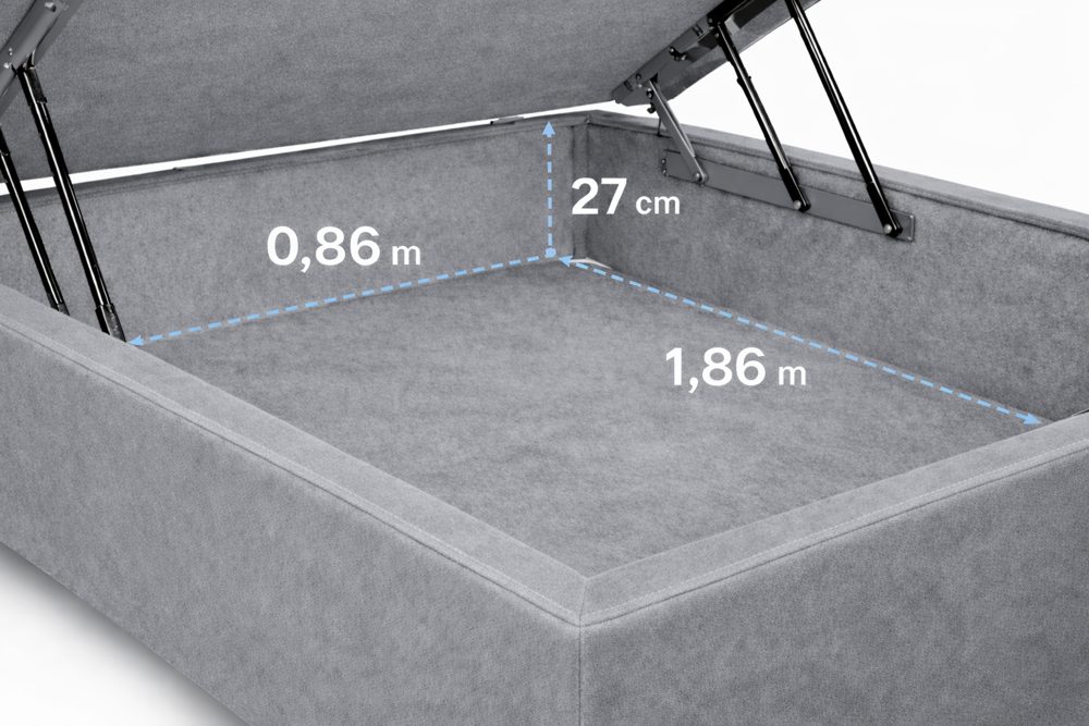 Kit Cama Box Baú + Colchão D45 Solteiro 0,88m - Cinza