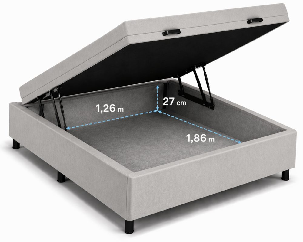 Kit Cama Box Baú + Colchão D45 Viúva 1,28m - Cinza